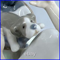 Lladro Figurine 5595 Joy in a Basket No Box Girl With Puppies 6 Tall Lovely