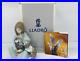 Lladro Figurine #5640 Cat Nap, Girl Holding Sleeping Cat with Dog With Box