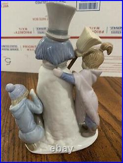 Lladro Figurine #5713 The Snowman Boy Girl & Dog Around Snowman
