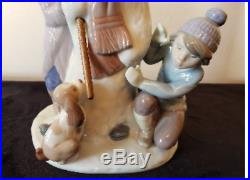 Lladro Figurine #5713 The Snowman, Boy Girl & Dog Around Snowman, Mint No Box