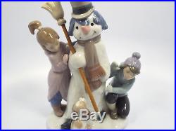 Lladro Figurine #5713 The Snowman, Boy Girl & Dog Around Snowman, Mint in Box