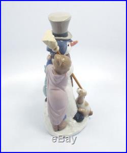 Lladro Figurine #5713 The Snowman, Boy Girl & Dog Around Snowman, Mint in Box