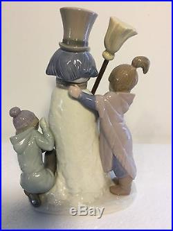 Lladro Figurine 5713 The Snowman Mint, Retail $495, Girl, Boy, Dog, Children