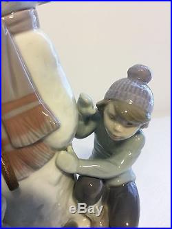 Lladro Figurine 5713 The Snowman Mint, Retail $495, Girl, Boy, Dog, Children