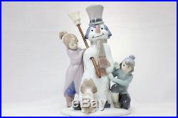 Lladro Figurine 5713 The Snowman withGirl Boy Dog Winter Excellent No Box FS