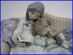 Lladro Figurine 5735 Big Sister Girls With Dog On Couch