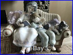 Lladro Figurine 5735 Big Sister Girls With Dog On Couch Original Box Retail $775