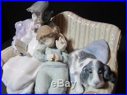 Lladro Figurine # 5735 Big Sister Retired Mint Rare Sisters & Dog On Couch