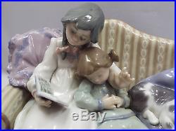 Lladro Figurine #5735 Big Sister, Siblings & Dog On Couch