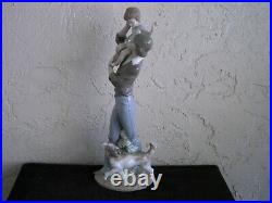 Lladro Figurine #5751 Walk with Father Father Son and Dog with Original Box