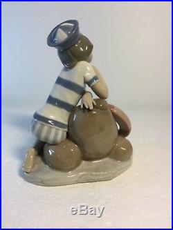 Lladro Figurine 6011 Monday's Child, Mint, Retired, Boy, Dog, Sailor Hat