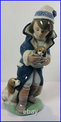 Lladro Figurine 6019 Friday's Child, Mint, Retired, Boy, Winter, Dog, Puppy