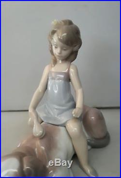 Lladro Figurine #6229 Contented Companion New In Box Girl Sitting On Dog