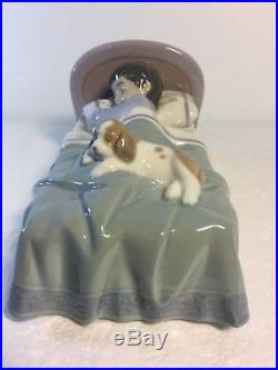Lladro Figurine 6541 Bedtime Buddies, Mint, Retired, box, Boy Sleeping, Dog, Bed