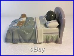 Lladro Figurine 6541 Bedtime Buddies, Mint, Retired, box, Boy Sleeping, Dog, Bed