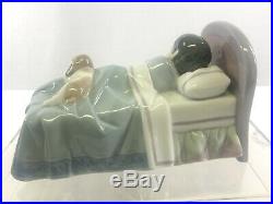 Lladro Figurine 6541 Bedtime Buddies Retired Boy Sleeping Dog Bed Original Box