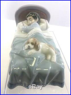 Lladro Figurine 6541 Bedtime Buddies Retired Boy Sleeping Dog Bed Original Box