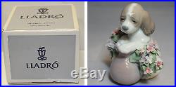 Lladro Figurine, 6574 Take Me Home (dog w flowers), 4.2H $465 V