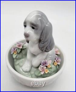 Lladro Figurine 6617 Puppy Surprise 5 Dog in Porcelain Easter Egg in Box