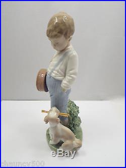 Lladro Figurine #6846 Friendly Duet, Boy & Dog, with Box
