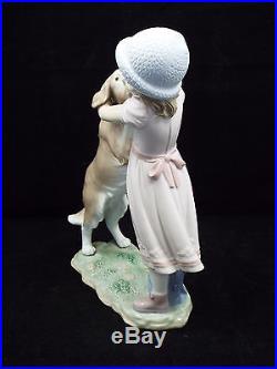 Lladro Figurine #6903 A Warm Welcome, Girl & Golden Retriever Dog