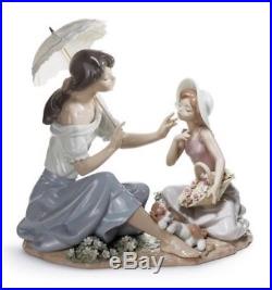 Lladro Figurine #6910 As Pretty As A Flower, Woman Girl & Puppy Dog, #304, MIB