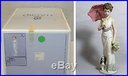 Lladro Figurine, 7617 Garden Classic (Parasol, dog), 9H $425 V MIB