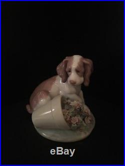 Lladro Figurine 7672 It Wasn't Me Dog With Flowerpot With Box