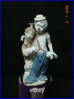 Lladro Figurine #7686 Pals Forever Clown Young Girl With Dogs