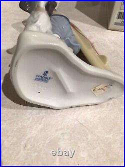 Lladro Figurine #8110 Surf's Up Boy With Surfboard And Dog Mib