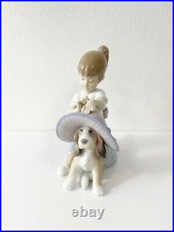 Lladro Figurine An Elegant Touch #6862 Girl with Dog in Hat Flowers