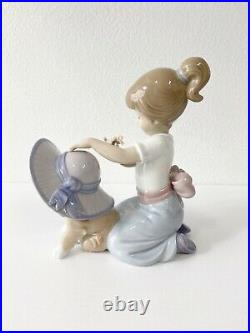 Lladro Figurine An Elegant Touch #6862 Girl with Dog in Hat Flowers