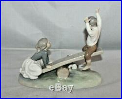 Lladro Figurine Boy And Girl On Teeter Totter Seesaw With Dog #4867