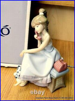 Lladro Figurine Chit Chat Girl On Phone With Dalmatian Dog 05466