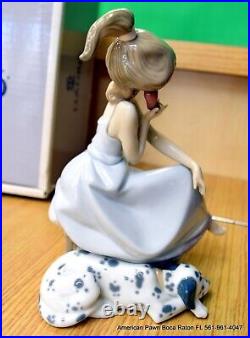 Lladro Figurine Chit Chat Girl On Phone With Dalmatian Dog 05466