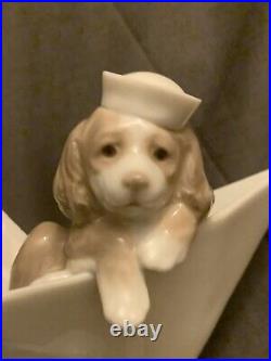 Lladro Figurine Collectible Little Stowaway Dog in Boat Puppy