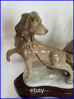 Lladro Figurine Collectible Rare Large #5037 Sleigh Children Sled-dog