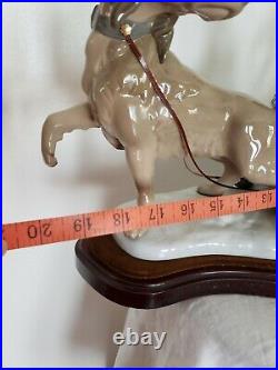 Lladro Figurine Collectible Rare Large #5037 Sleigh Children Sled-dog