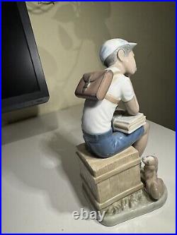 Lladro Figurine Gloss Finish Black Legacy Exam Day Boy With Books Dog 5250 No Box