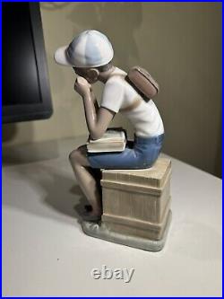 Lladro Figurine Gloss Finish Black Legacy Exam Day Boy With Books Dog 5250 No Box