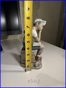 Lladro Figurine Gloss Finish Black Legacy Exam Day Boy With Books Dog 5250 No Box