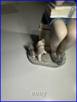 Lladro Figurine Gloss Finish Black Legacy Exam Day Boy With Books Dog 5250 No Box