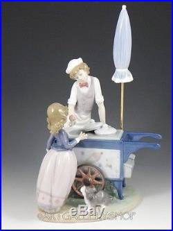 Lladro Figurine ICE CREAM VENDER SELLER BOY GIRL DOG UMBRELLA #5325 Retired Mint