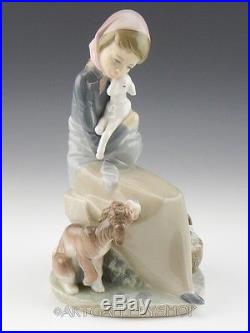 Lladro Figurine JEALOUSY GIRL WITH LAMB SHEEP & DOG #1278 Retired Mint