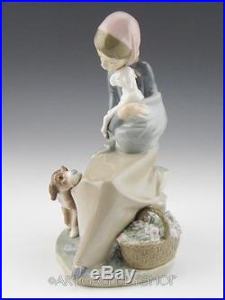 Lladro Figurine JEALOUSY GIRL WITH LAMB SHEEP & DOG #1278 Retired Mint