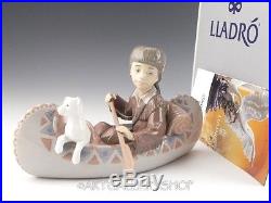 Lladro Figurine LITTLE EXPLORER BOY IN CANOE WITH DOG #6640 Retired Mint BOX