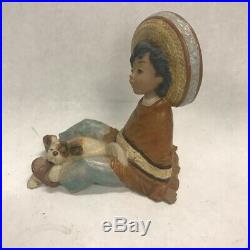 Lladro Figurine LITTLE MEXICAN BOY WITH DOG Vintage marked 2166 no box
