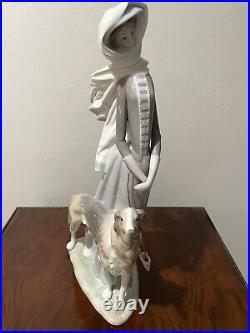 Lladro Figurine Lady With Greyhound Dog Large 15 Damaged