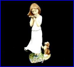 Lladro Figurine Little Girl with Dog Whispering Breeze Model #8121