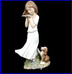 Lladro Figurine Little Girl with Dog Whispering Breeze Model #8121